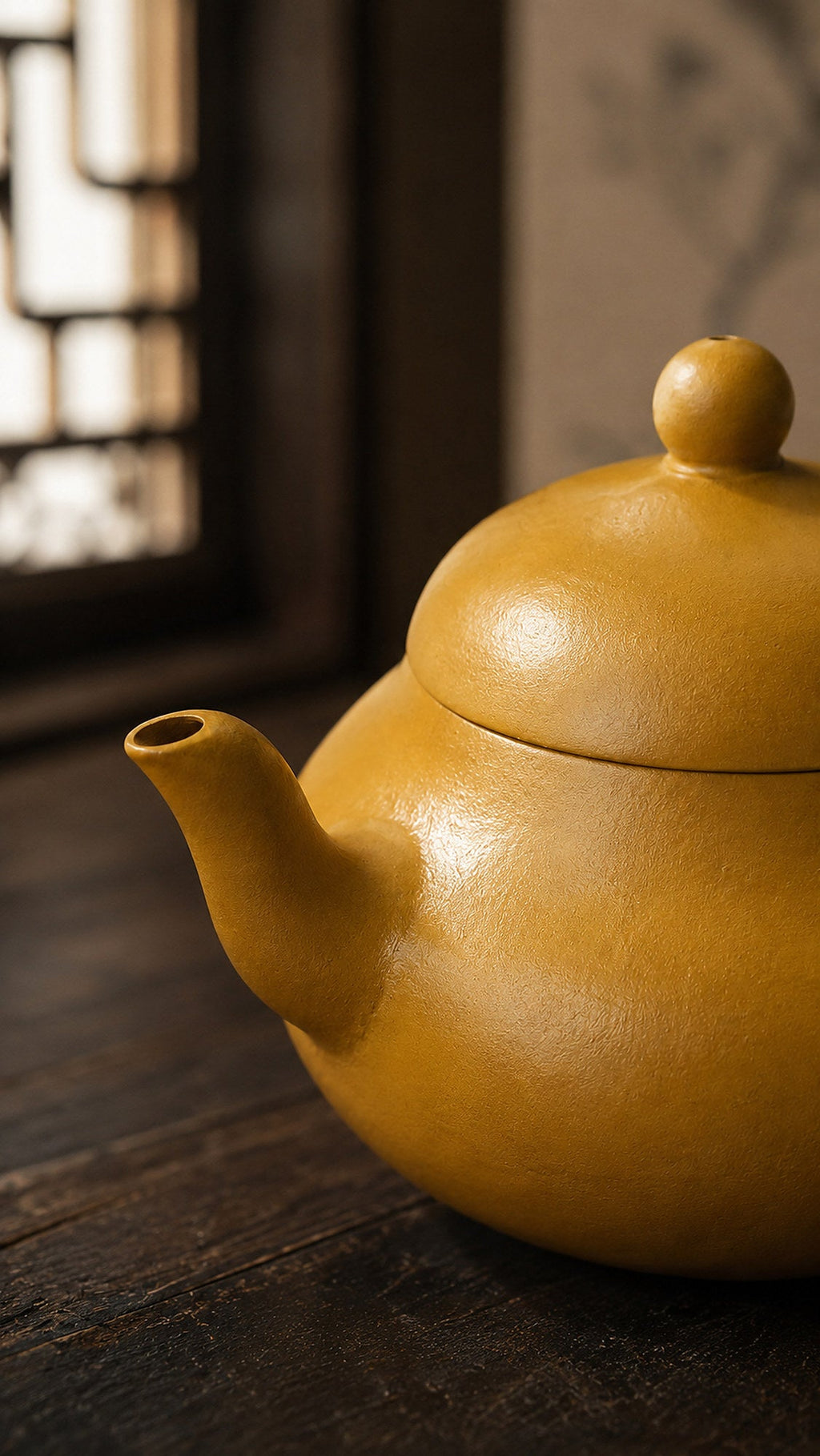 Aili Yixing Zisha Teapot – Golden Zhuni Clay, 100ml