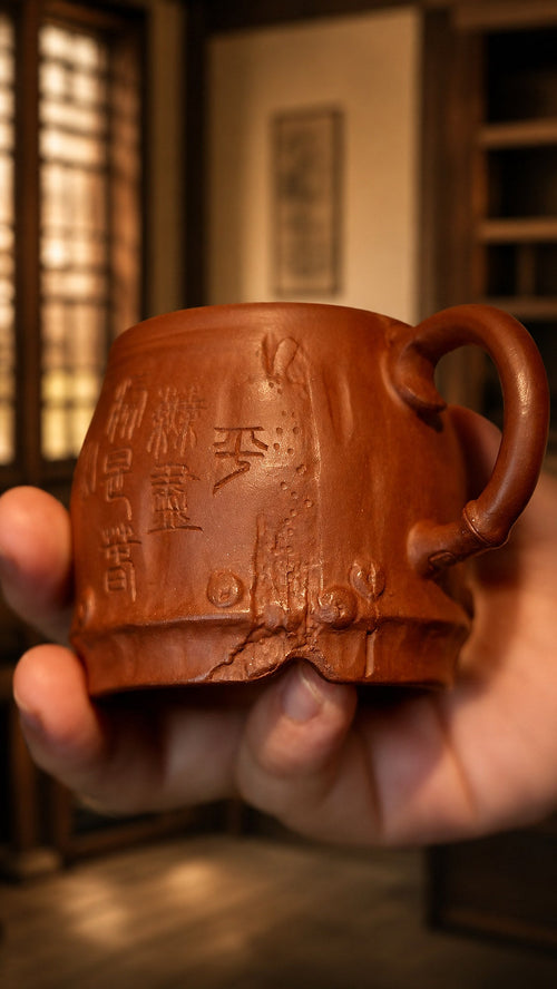 Handmade Artisan Design Yixing Zisha Teapot – Dicaoqing Zini Clay, 100ml