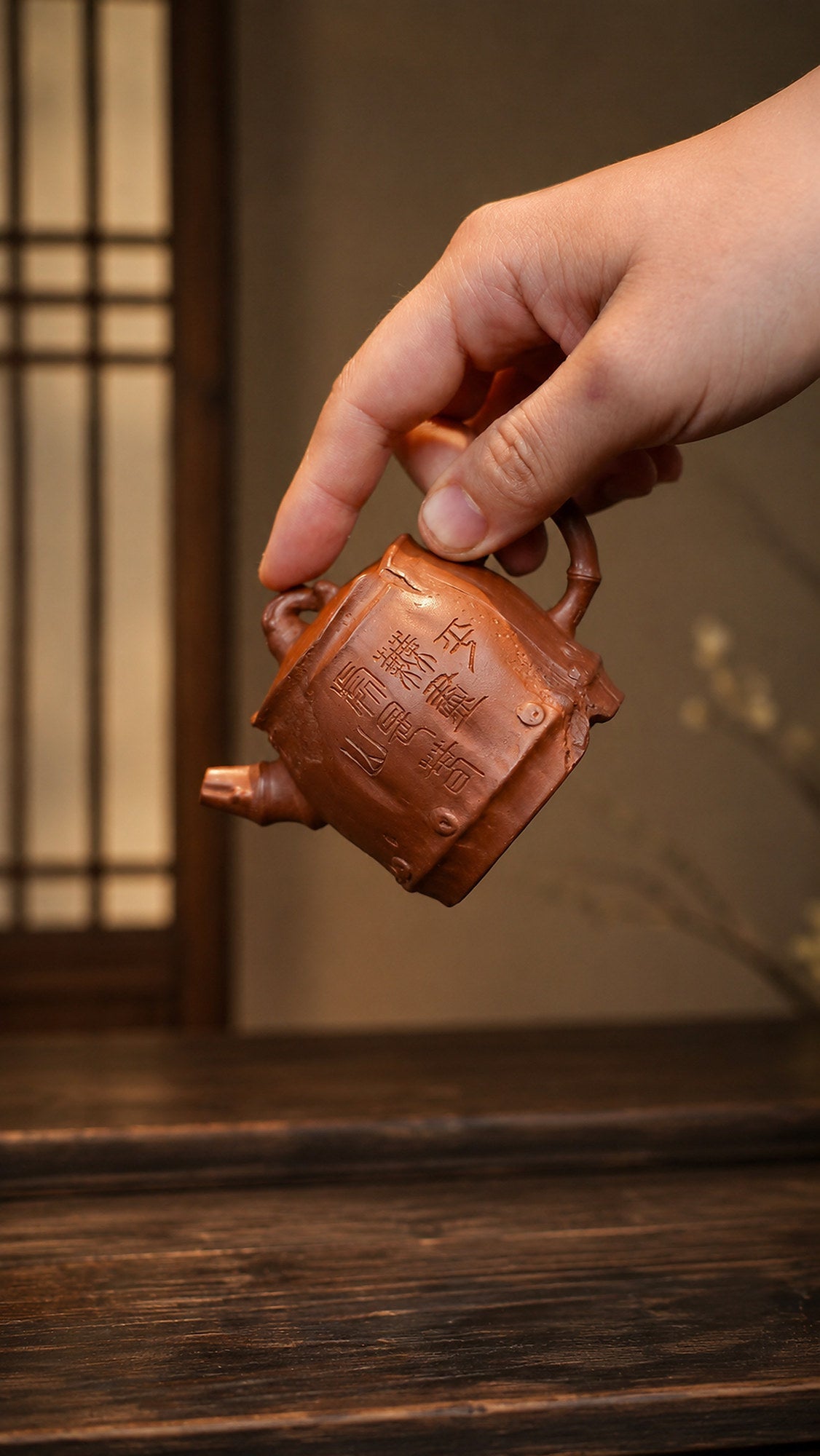 Handmade Artisan Design Yixing Zisha Teapot – Dicaoqing Zini Clay, 100ml