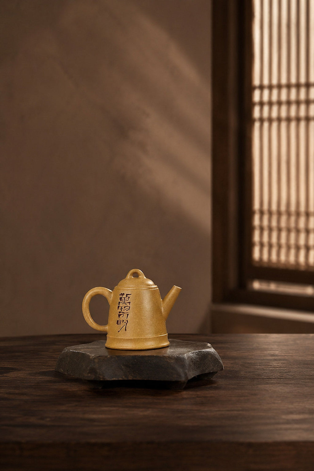 Handmade Artisan Design Yixing Zisha Teapot – Golden Duanni Clay, 90ml