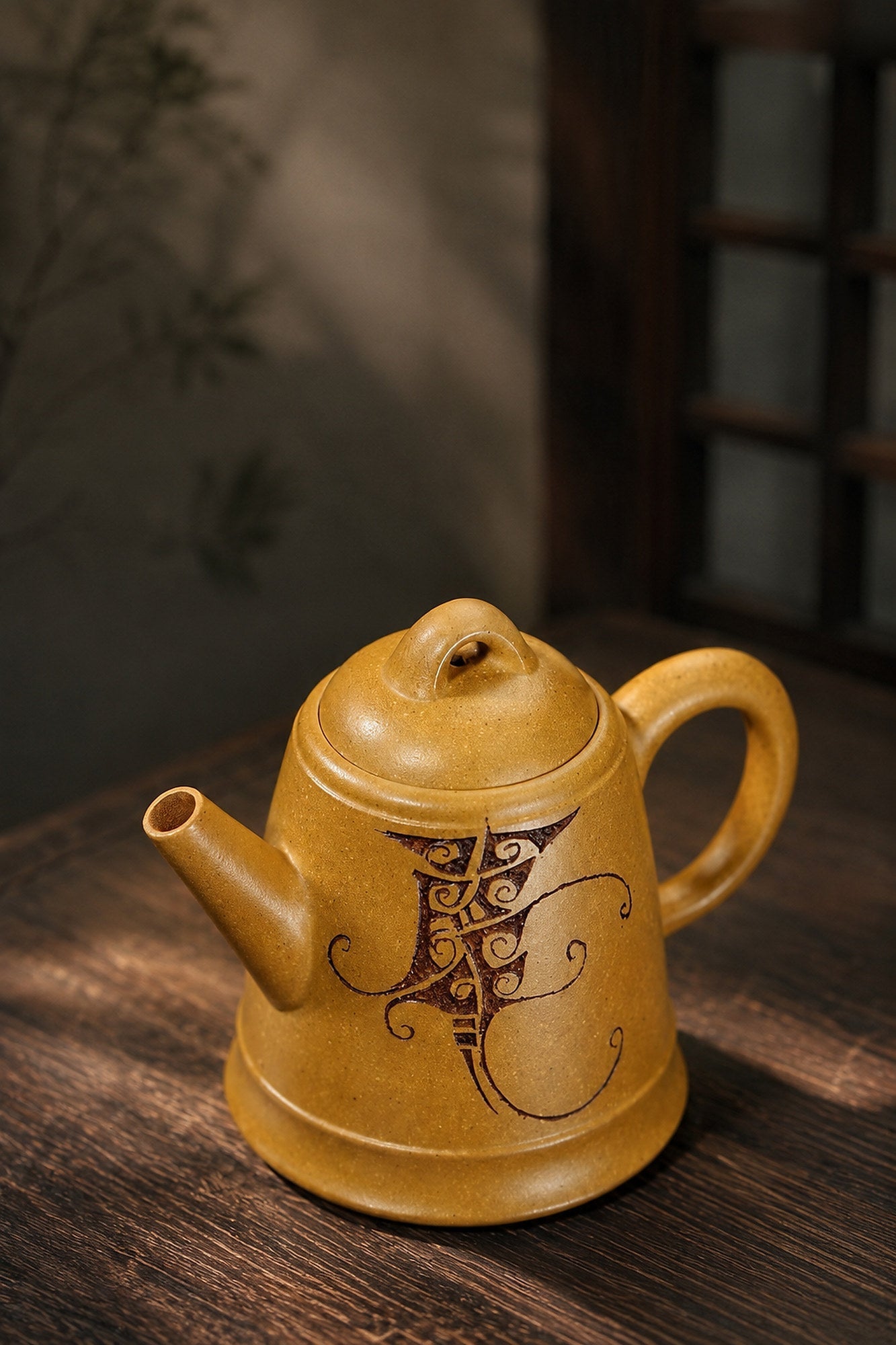 Handmade Artisan Design Yixing Zisha Teapot – Golden Duanni Clay, 90ml