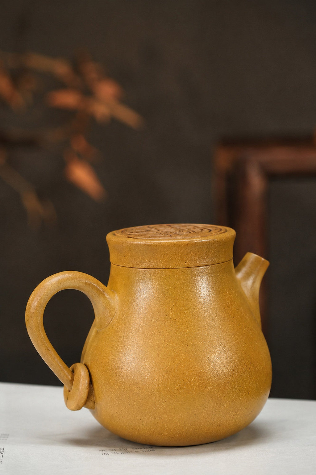 Handmade Artisan Design Yixing Zisha Teapot – Golden Duanni Clay, 100ml