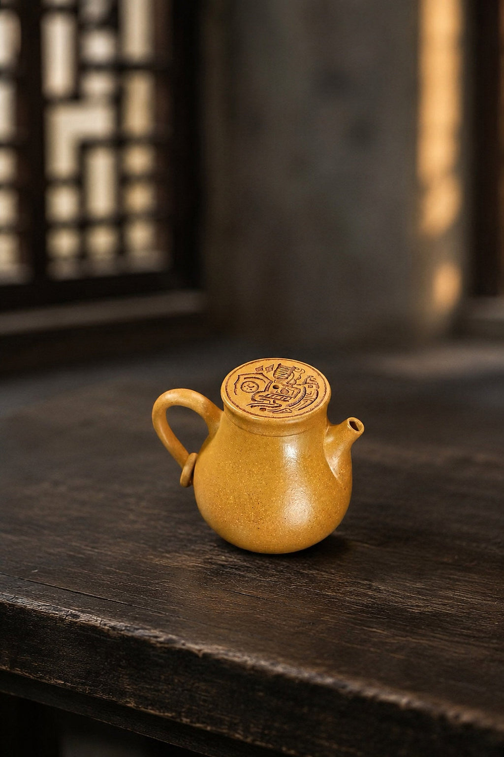 Handmade Artisan Design Yixing Zisha Teapot – Golden Duanni Clay, 100ml