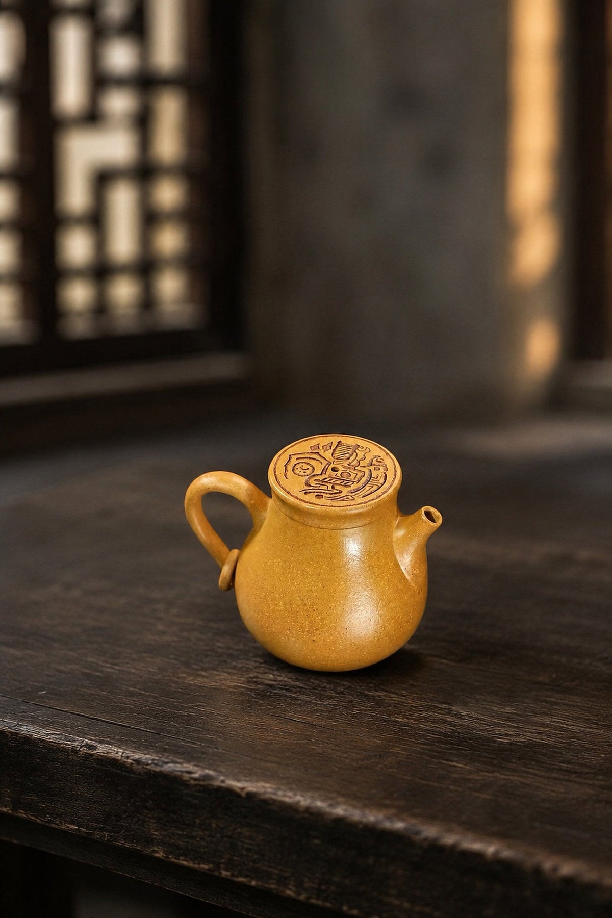 Handmade Artisan Design Yixing Zisha Teapot – Golden Duanni Clay, 100ml