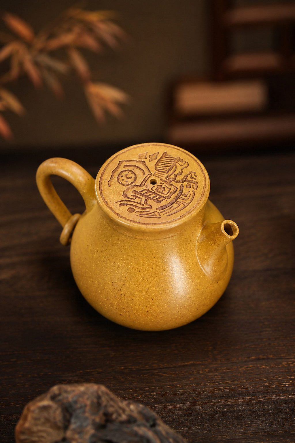 Handmade Artisan Design Yixing Zisha Teapot – Golden Duanni Clay, 100ml