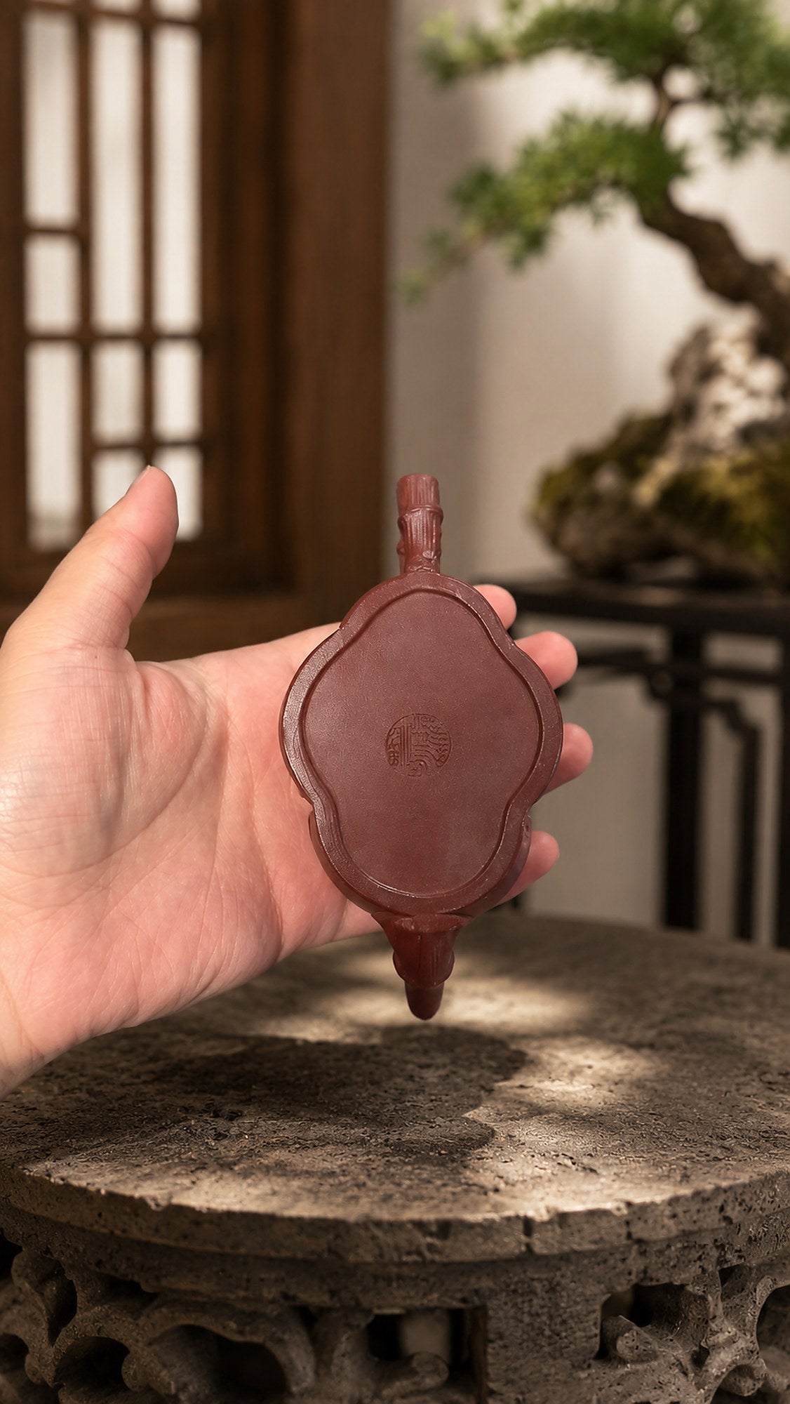Bamboo Sculptural Form Yixing Zisha Teapot – Red Jiangponi Clay, 60ml