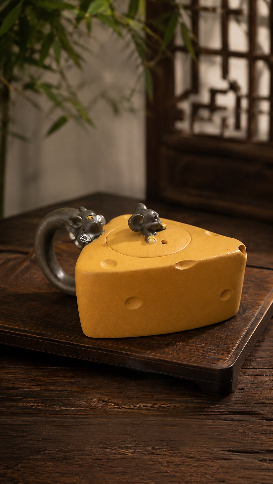 Cheese Sculptural Form Yixing Zisha Teapot – Golden Duanni Clay, 90ml