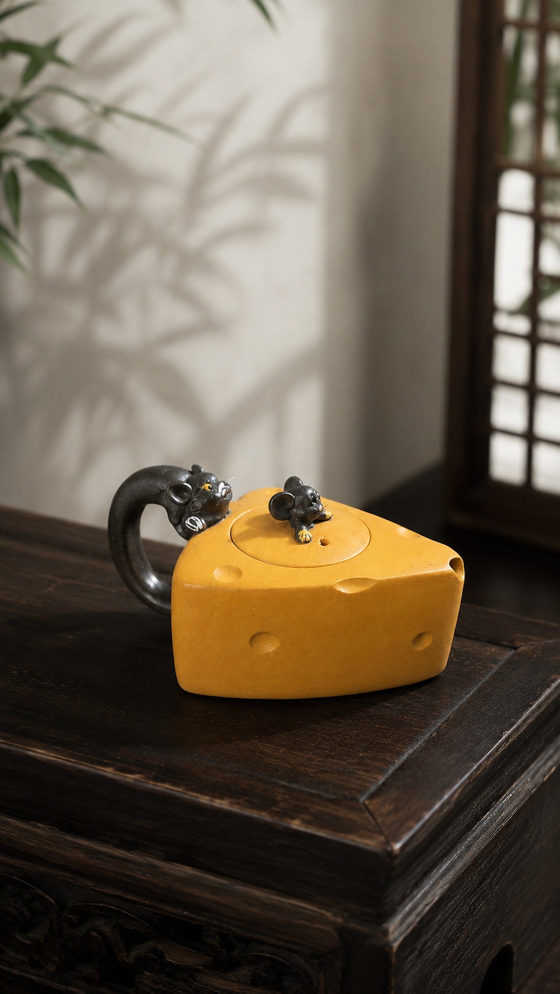 Cheese Sculptural Form Yixing Zisha Teapot – Golden Duanni Clay, 90ml