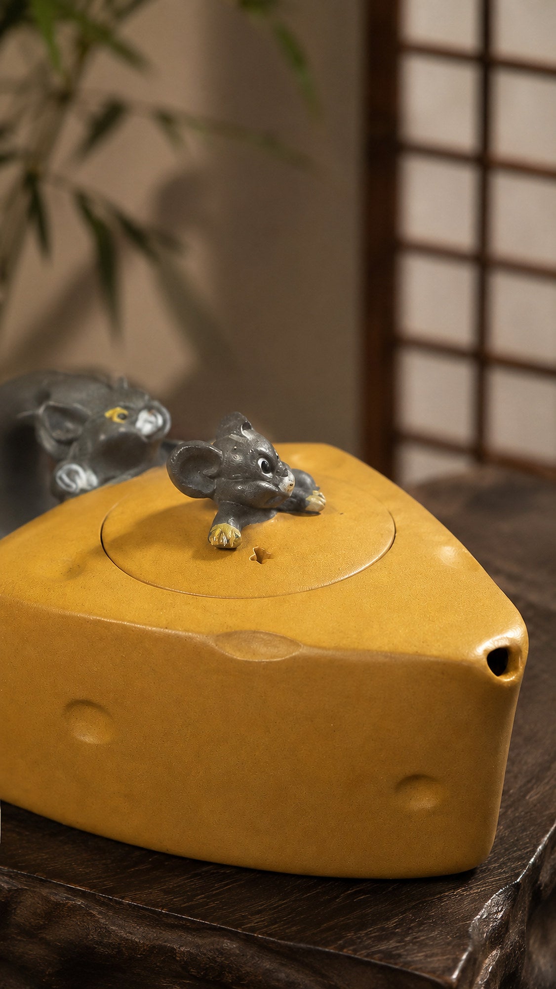 Cheese Sculptural Form Yixing Zisha Teapot – Golden Duanni Clay, 90ml