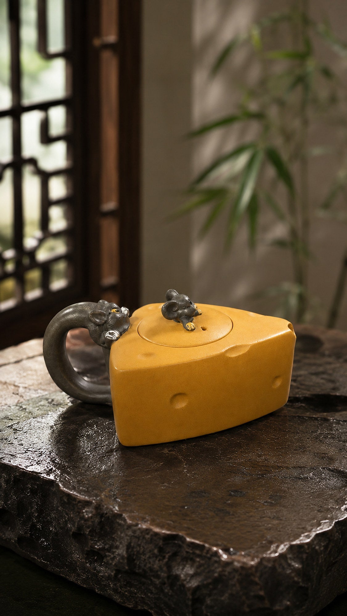 Cheese Sculptural Form Yixing Zisha Teapot – Golden Duanni Clay, 90ml