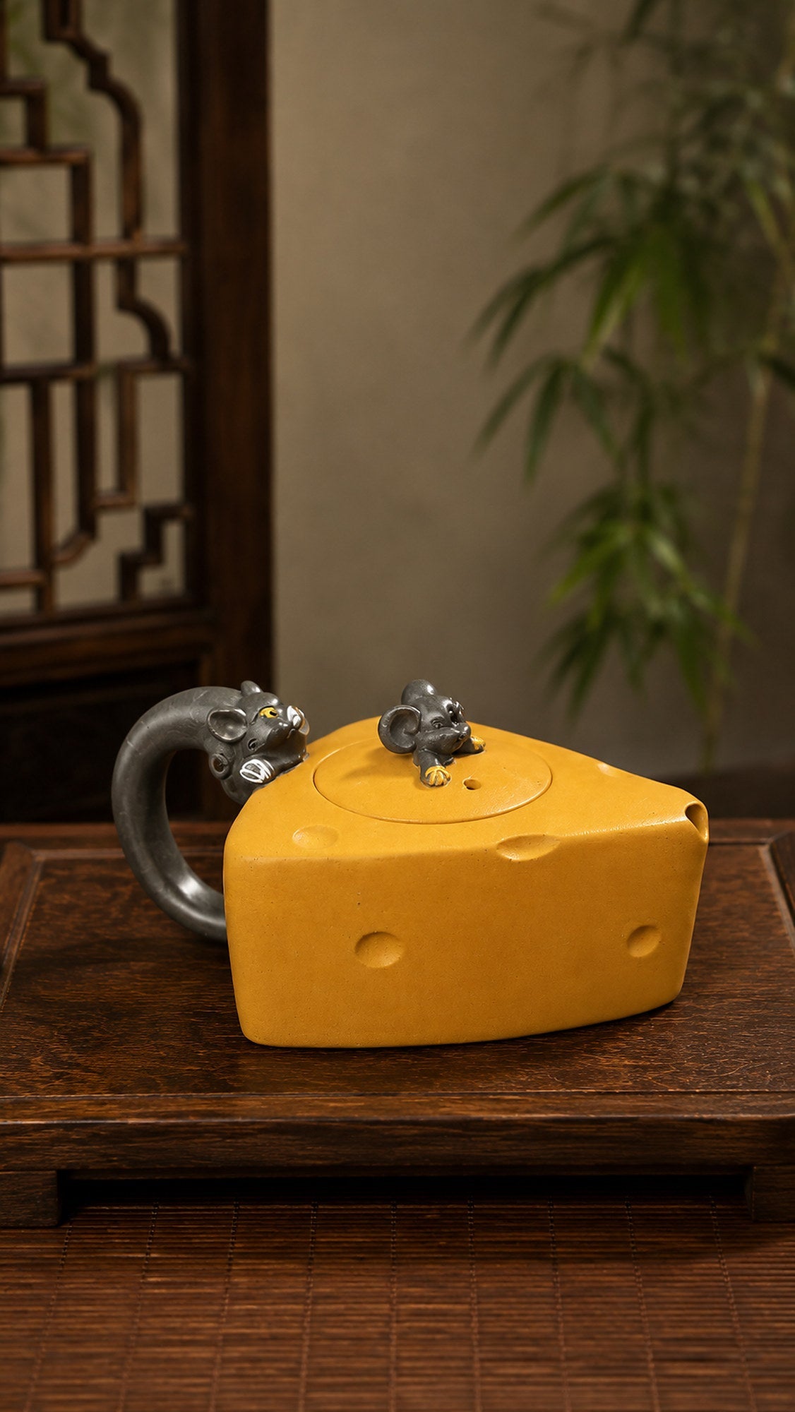 Cheese Sculptural Form Yixing Zisha Teapot – Golden Duanni Clay, 90ml