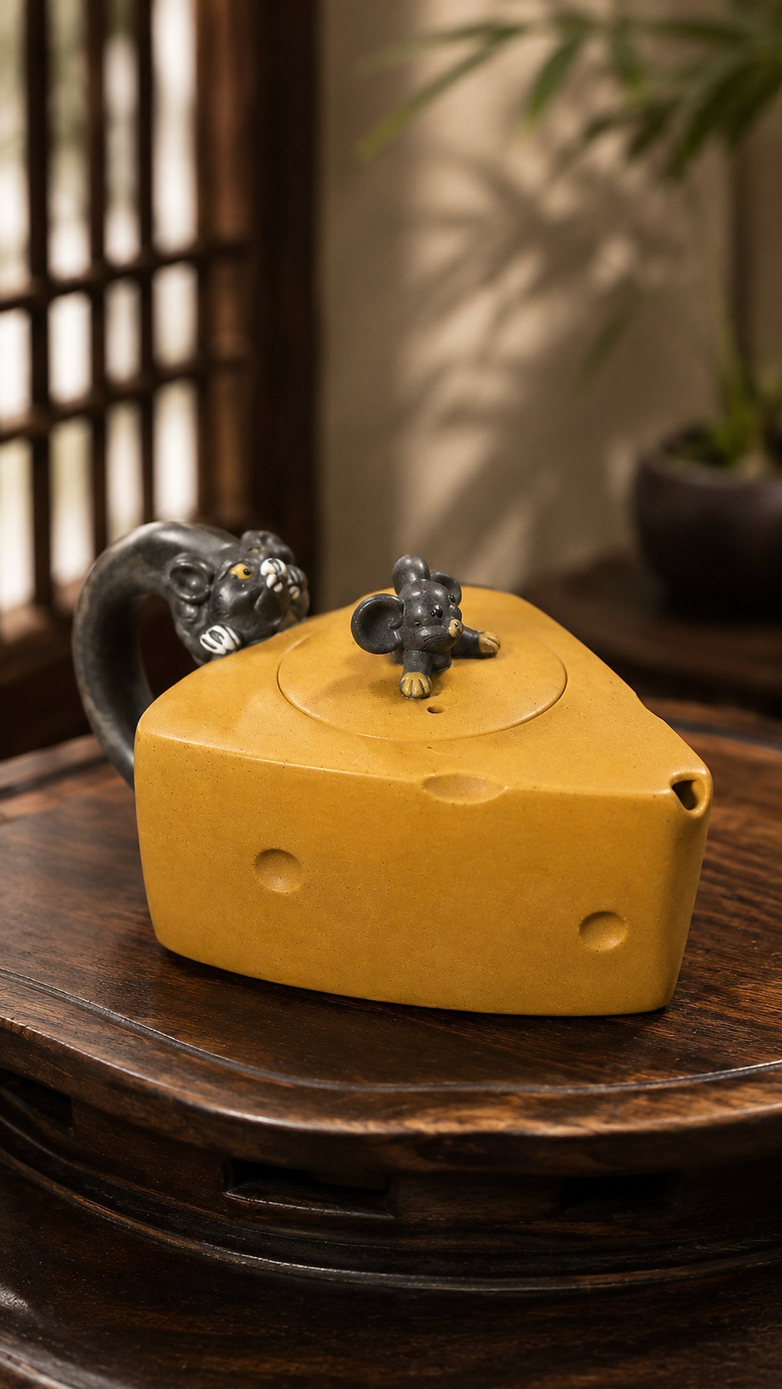 Cheese Sculptural Form Yixing Zisha Teapot – Golden Duanni Clay, 90ml