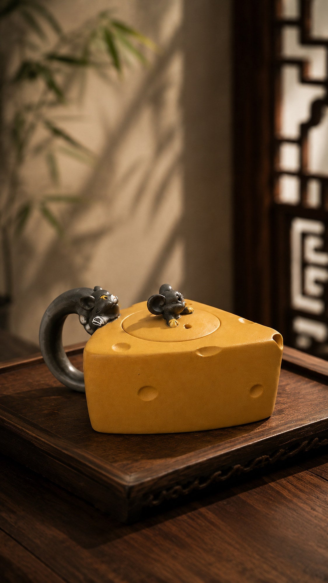 Cheese Sculptural Form Yixing Zisha Teapot – Golden Duanni Clay, 90ml