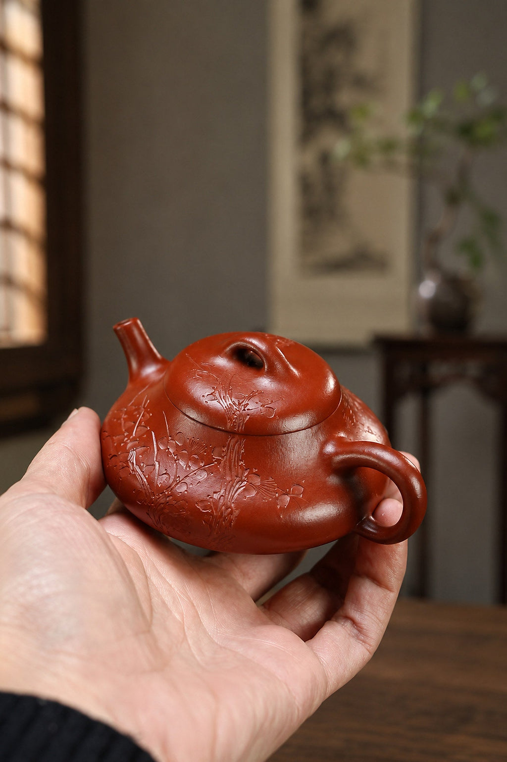 Handmade San Zu Chu Piao Yixing Zisha Teapot – Zhuni Clay, 130ml