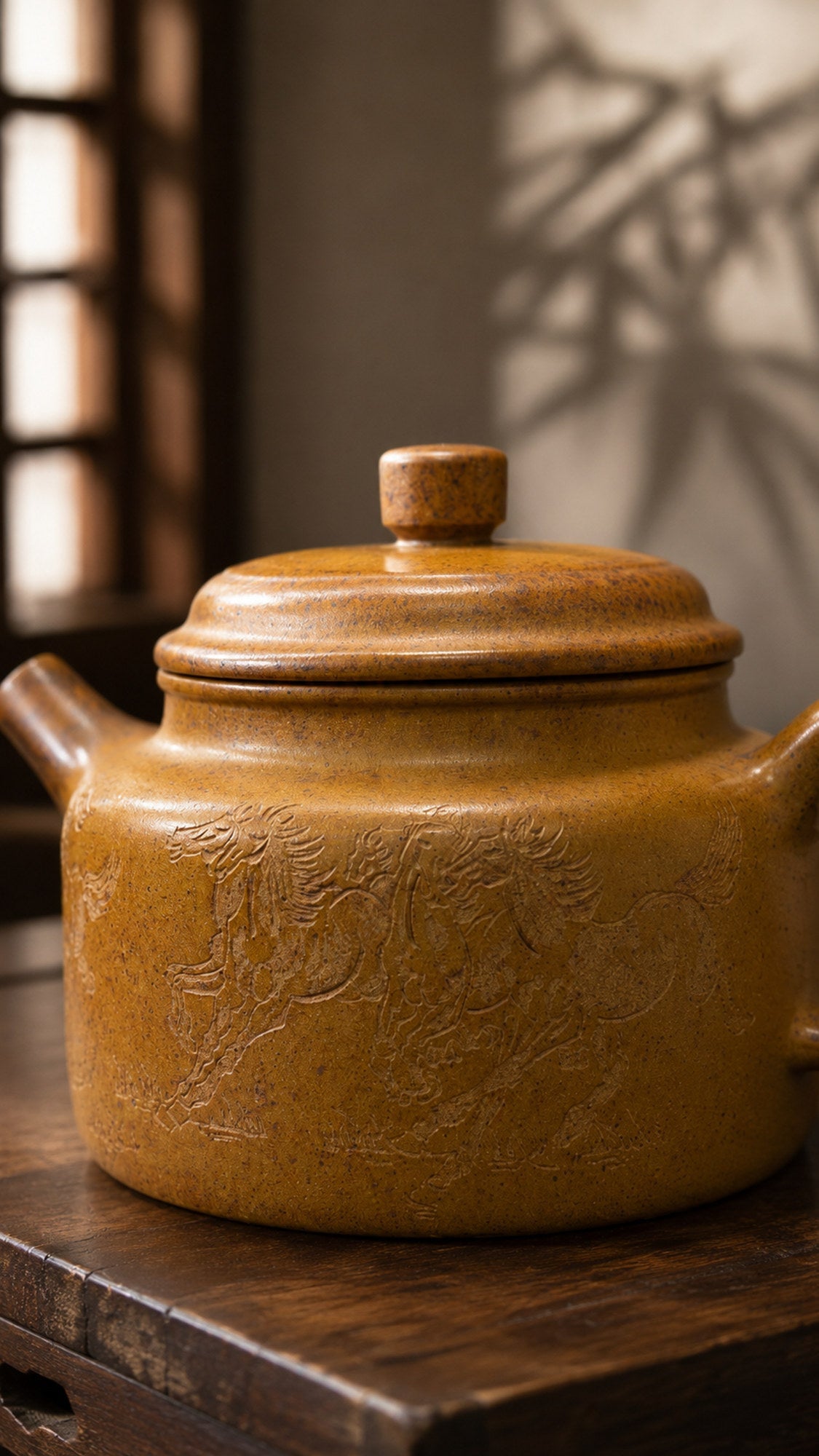 Dezhong Yixing Zisha Teapot – Golden Duanni Clay, 230ml