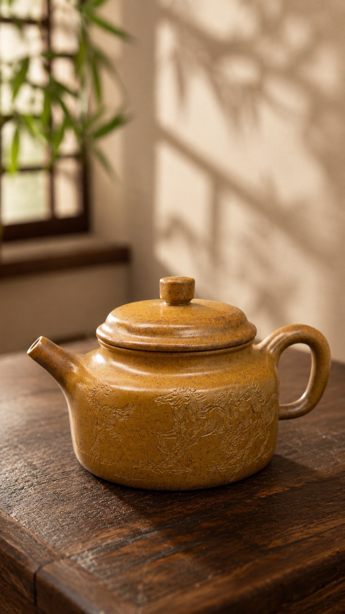 Dezhong Yixing Zisha Teapot – Golden Duanni Clay, 230ml