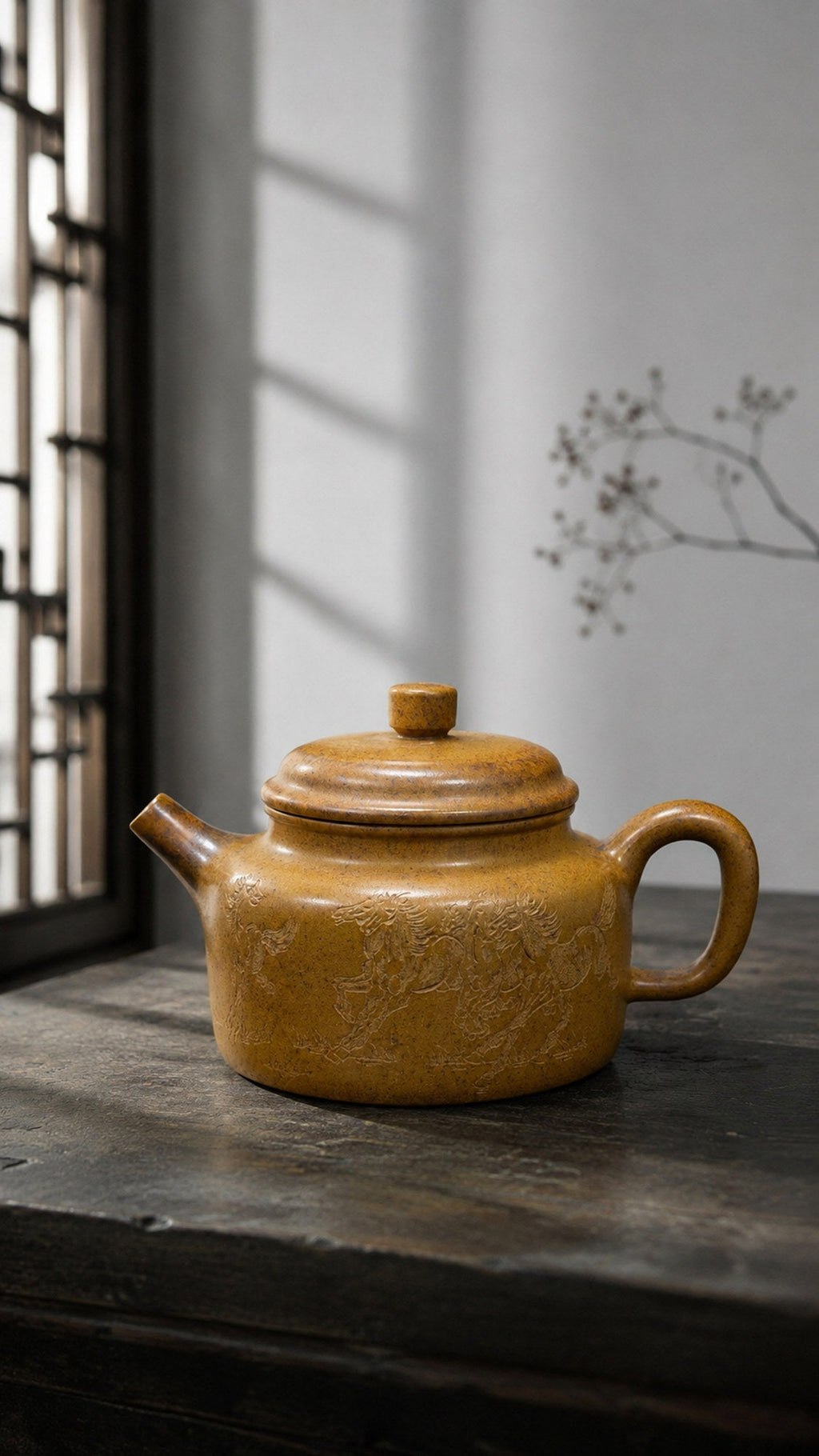 Dezhong Yixing Zisha Teapot – Golden Duanni Clay, 230ml