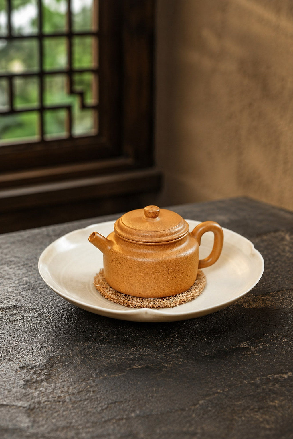 Handmade Dezhong Yixing Zisha Teapot – Golden Duanni Clay, 75ml