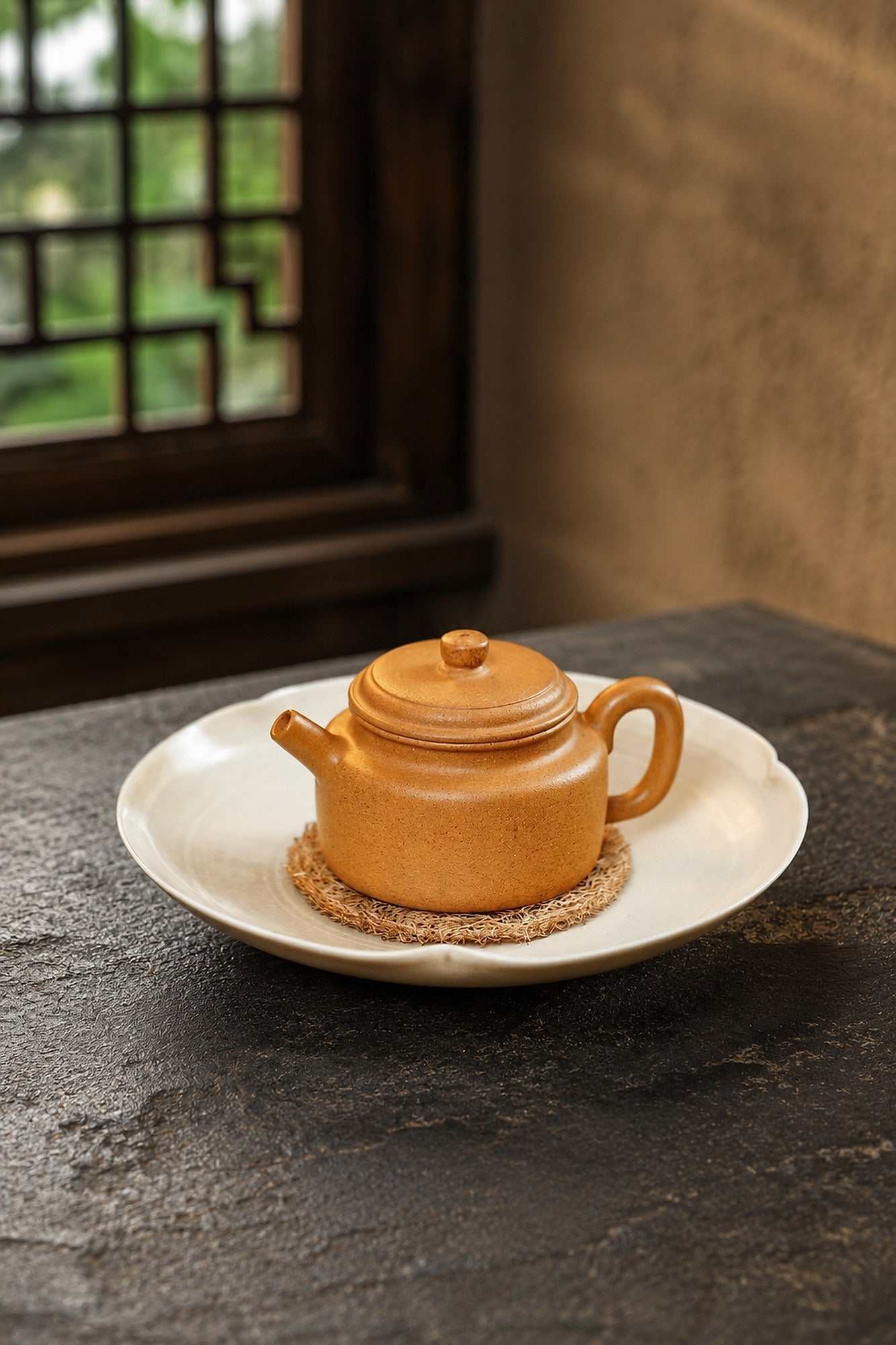 Handmade Dezhong Yixing Zisha Teapot – Golden Duanni Clay, 75ml