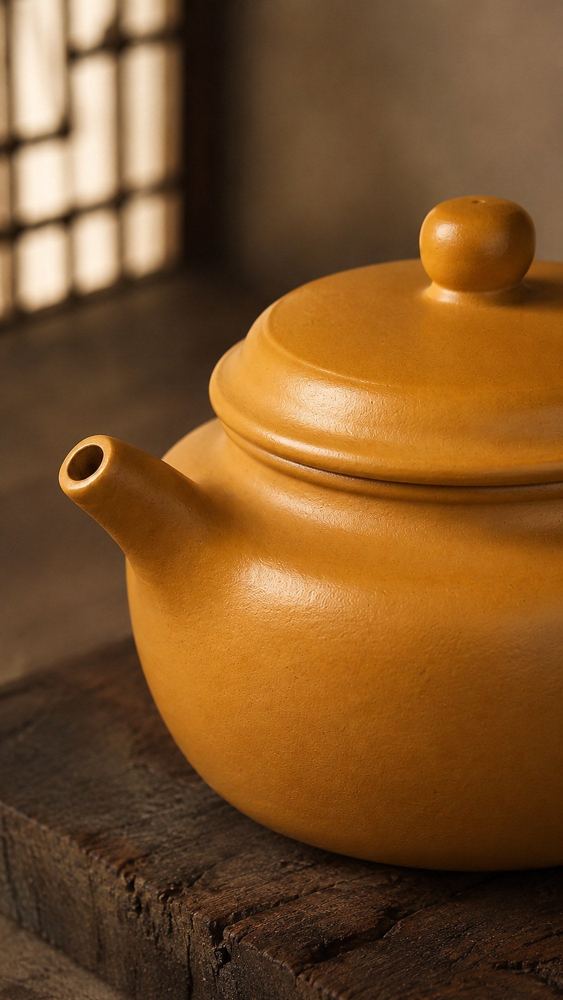 Dezhong Yixing Zisha Teapot – Golden Zhuni Clay, 100ml – No. 024