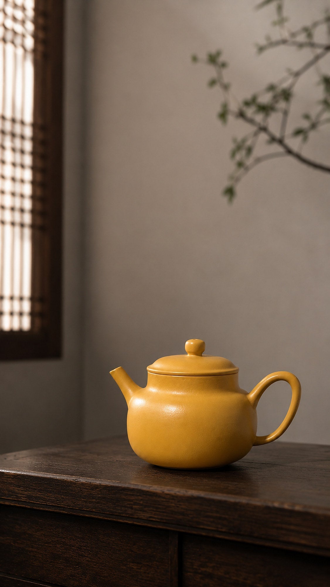 Dezhong Yixing Zisha Teapot – Golden Zhuni Clay, 100ml – No. 028