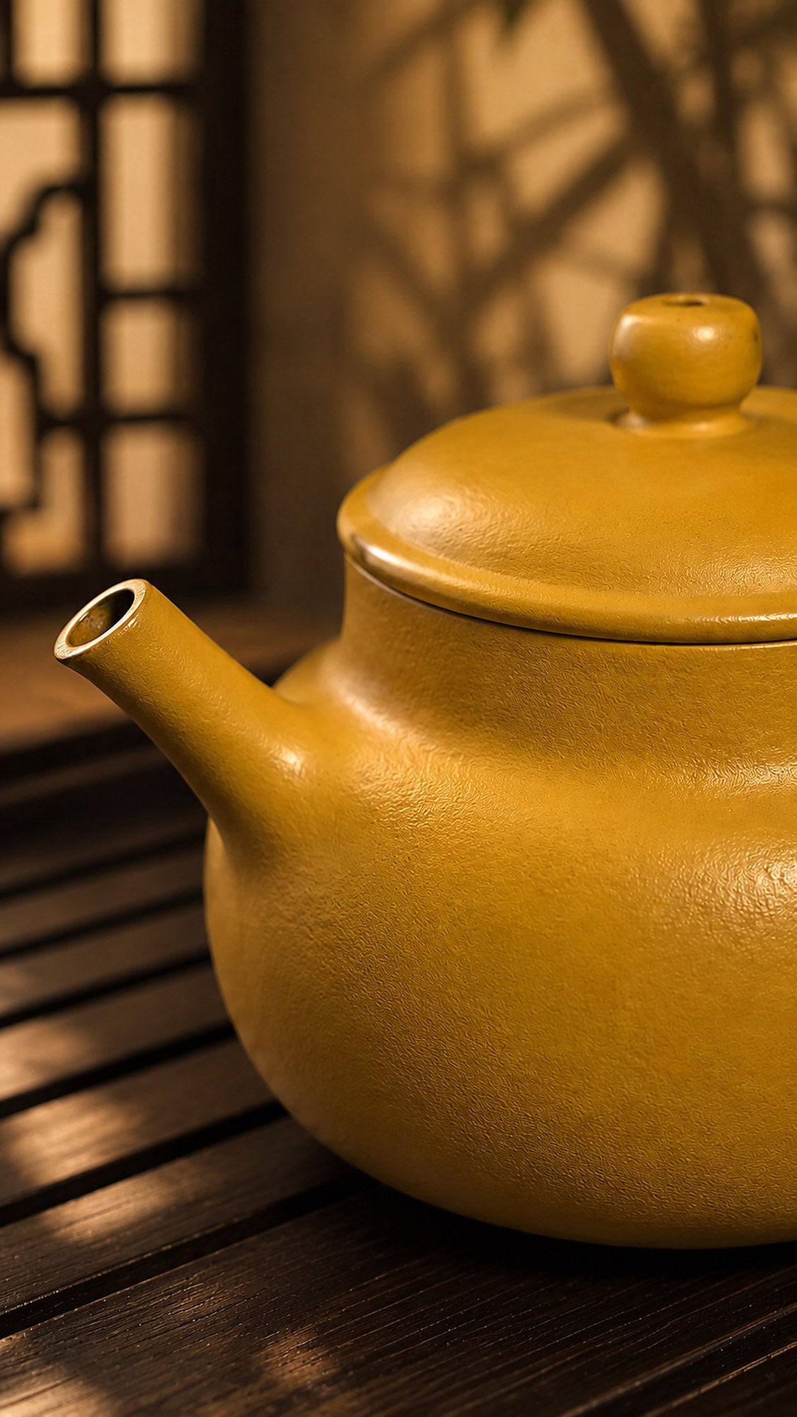 Dezhong Yixing Zisha Teapot – Golden Zhuni Clay, 100ml – No. 028