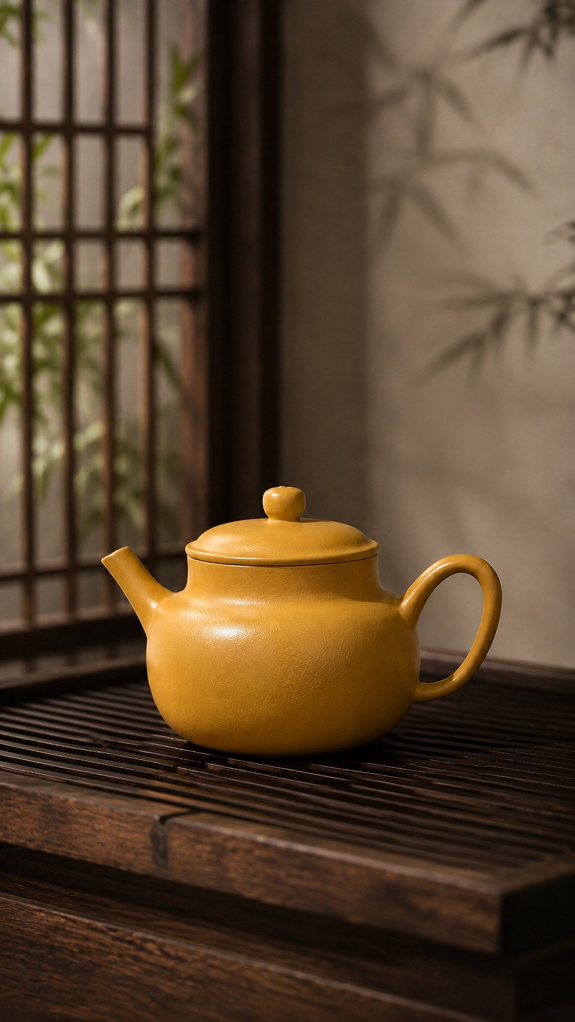 Dezhong Yixing Zisha Teapot – Golden Zhuni Clay, 100ml – No. 028