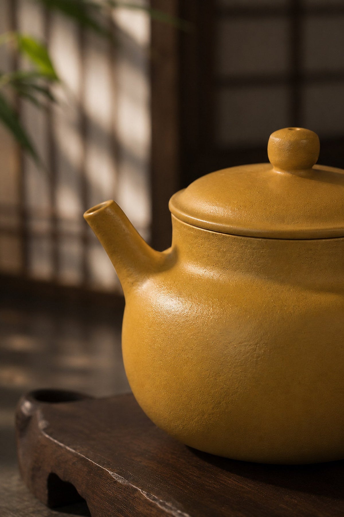 Dezhong Yixing Zisha Teapot – Golden Zhuni Clay, 100ml – No. 028