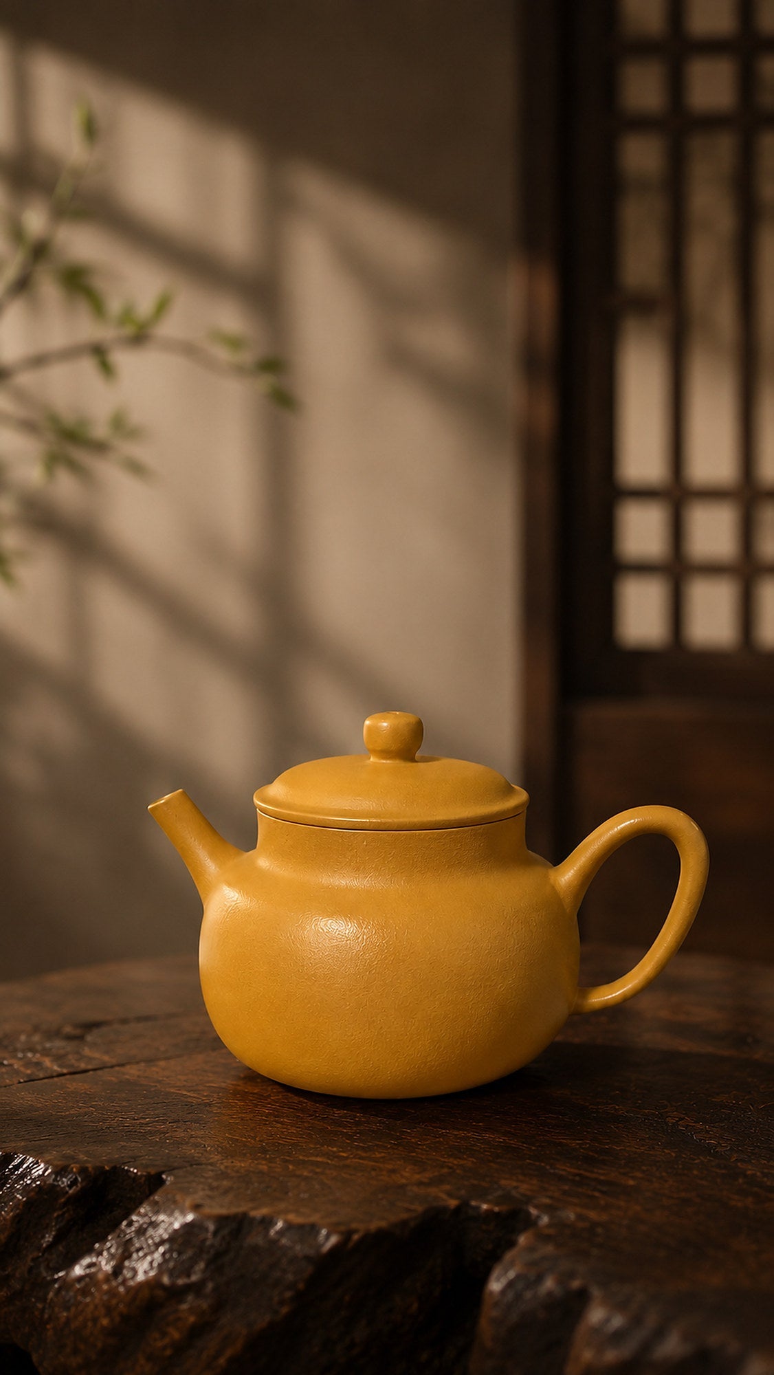 Dezhong Yixing Zisha Teapot – Golden Zhuni Clay, 100ml – No. 028