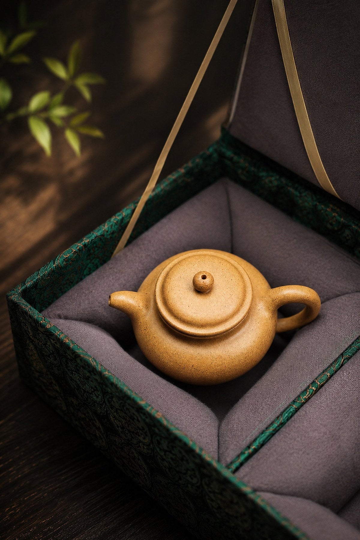Handmade Duozhi Yixing Zisha Teapot – Golden Duanni Clay, 100ml