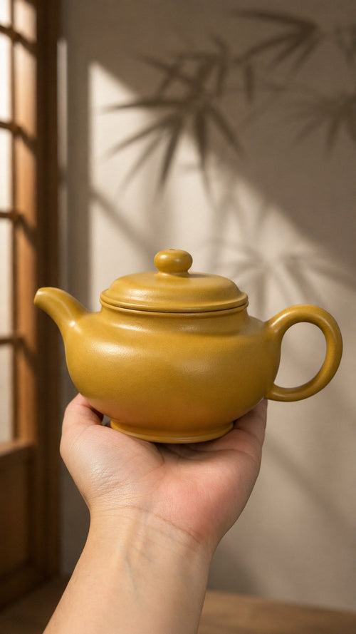 Handmade Duozhi Yixing Zisha Teapot – Golden Zhuni Clay, 180ml