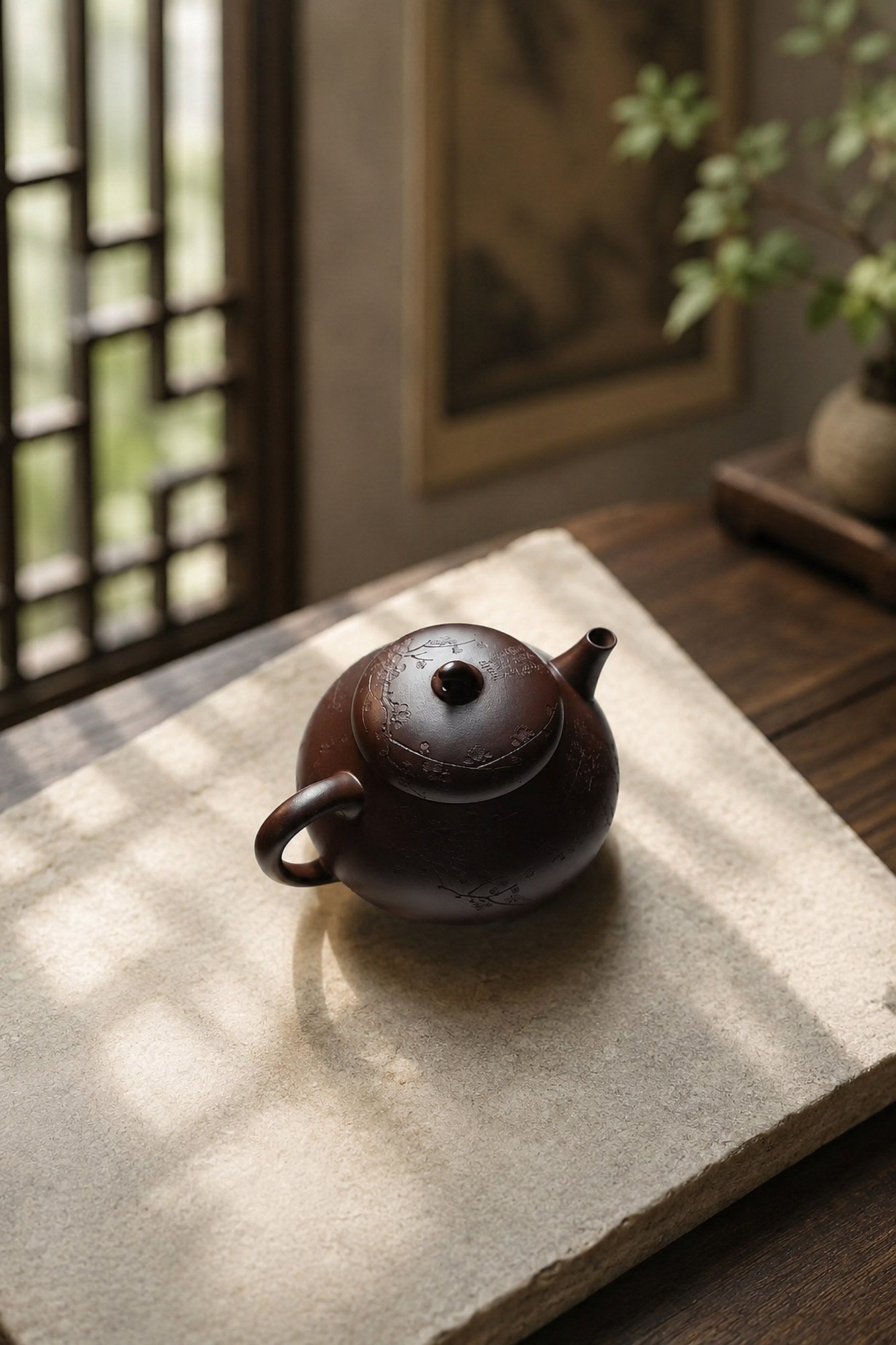 Eggplant Form Yixing Zisha Teapot – Aged Zini Clay, 150ml
