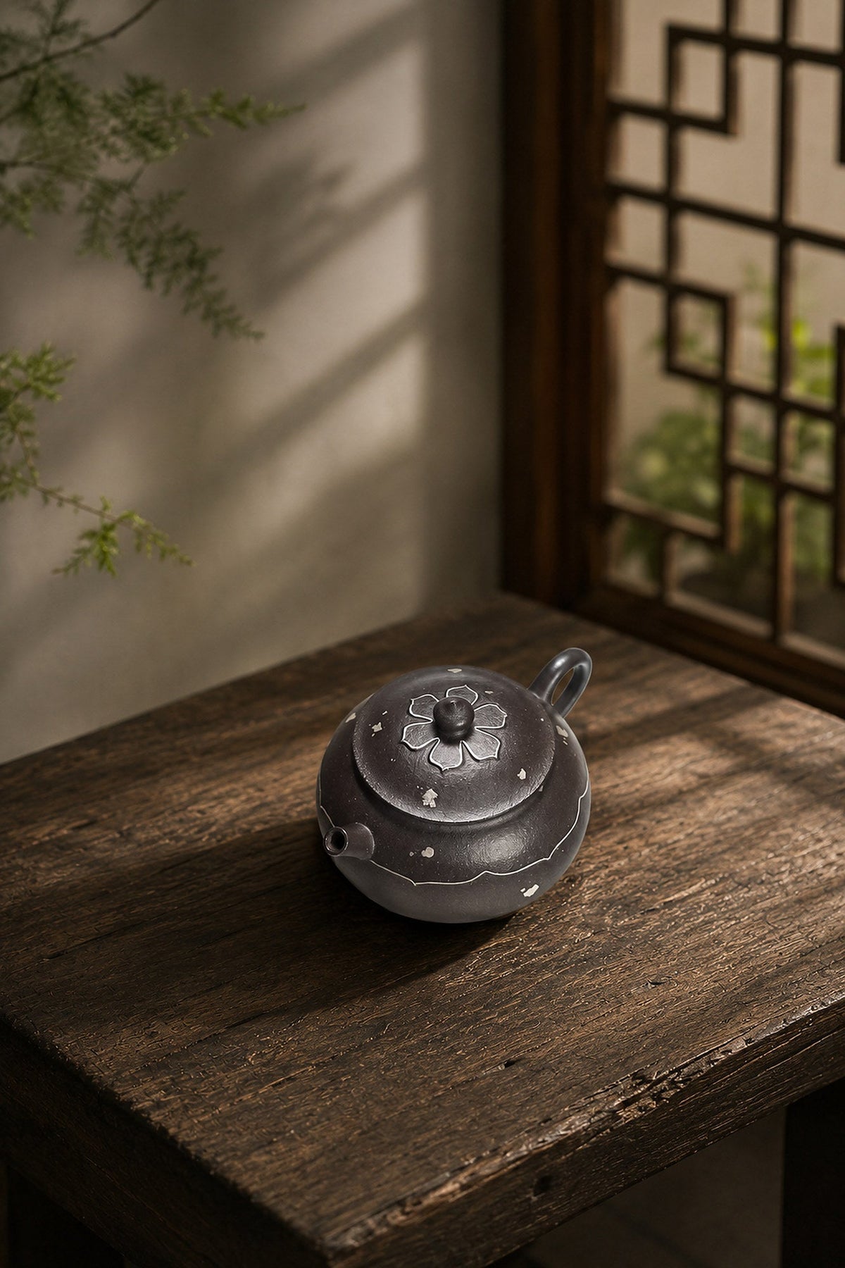 Handmade Fan Lian Wu Xiang Yixing Zisha Teapot – Tianqingni Clay, 100ml
