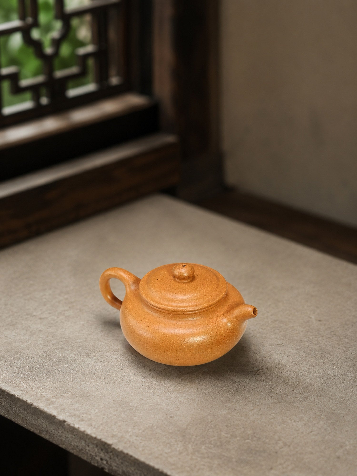 Handmade Fanggu Yixing Zisha Teapot – Golden Duanni Clay, 110ml