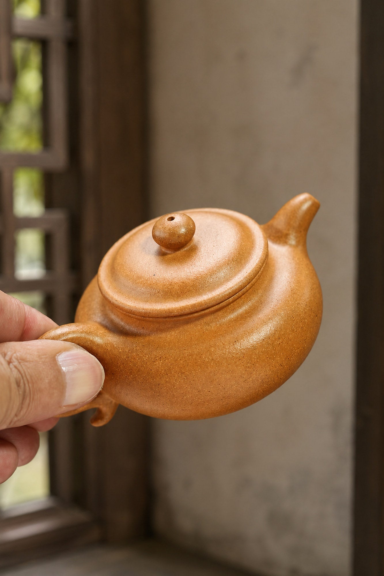 Handmade Fanggu Yixing Zisha Teapot – Golden Duanni Clay, 110ml
