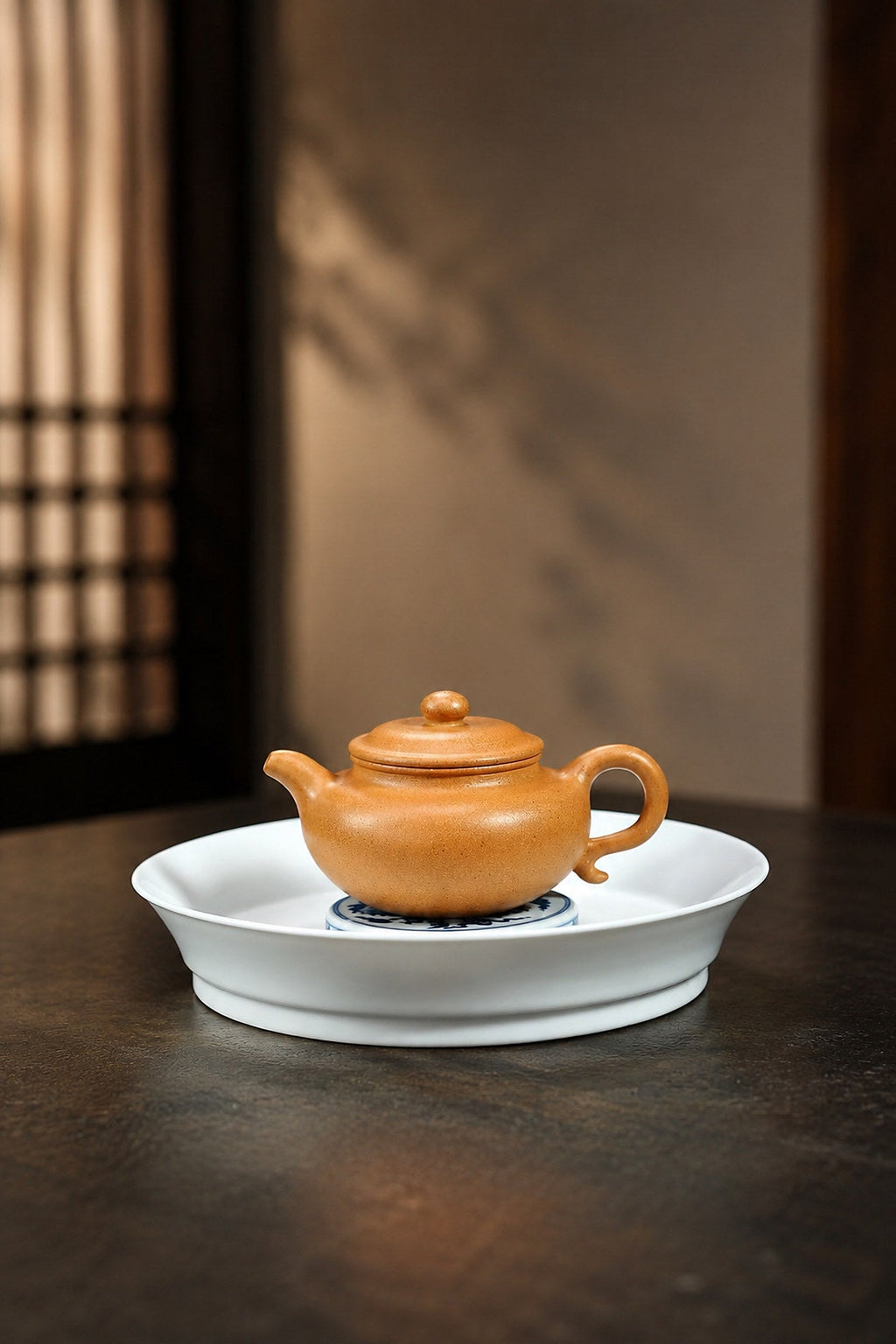 Handmade Fanggu Yixing Zisha Teapot – Golden Duanni Clay, 110ml