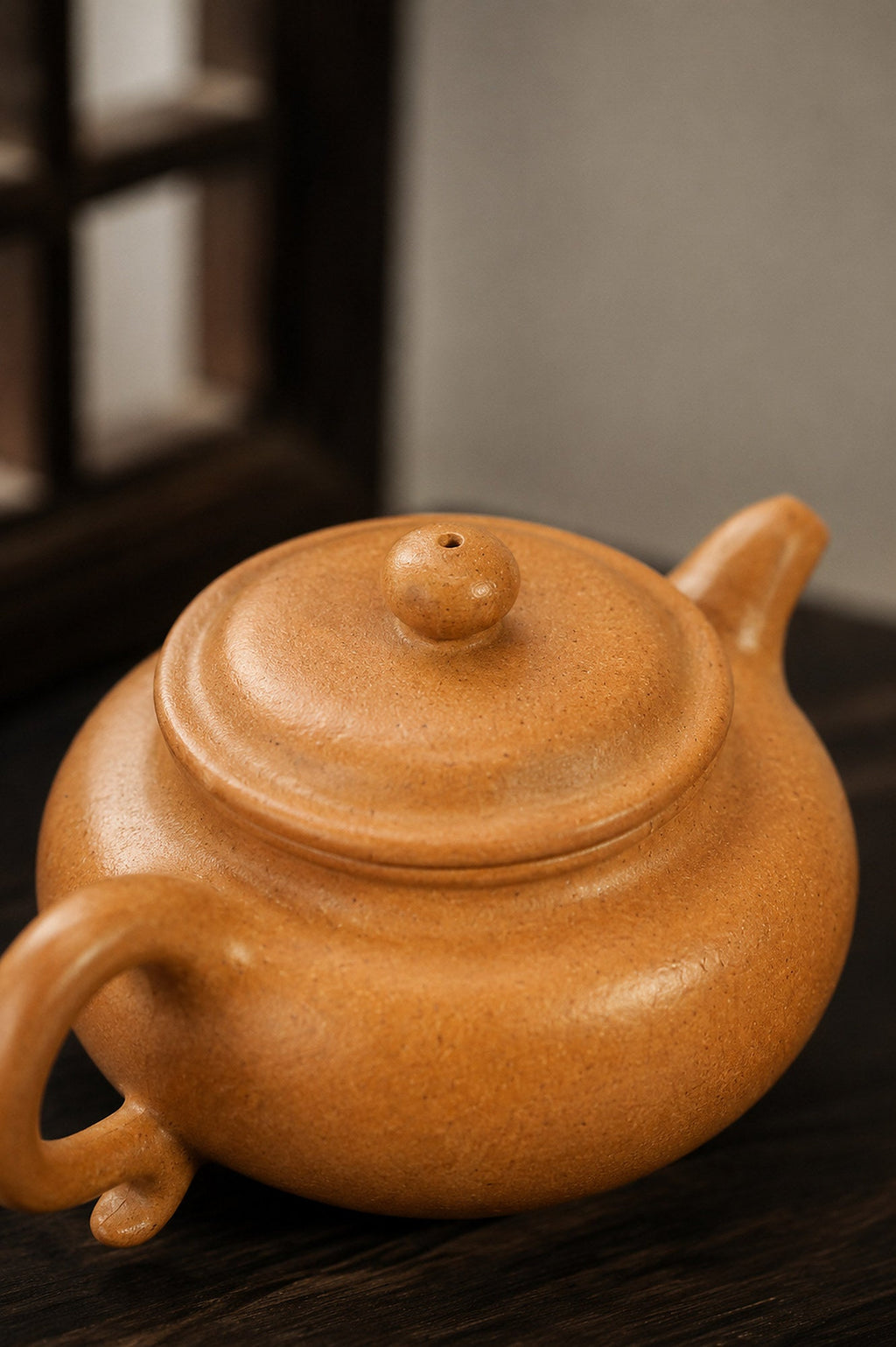 Handmade Fanggu Yixing Zisha Teapot – Golden Duanni Clay, 110ml