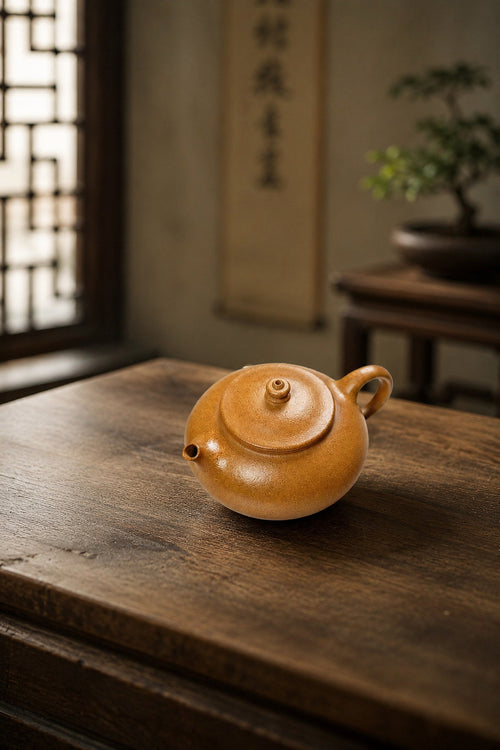 Handmade Han Jiang Yixing Zisha Teapot – Golden Duanni Clay, 60ml