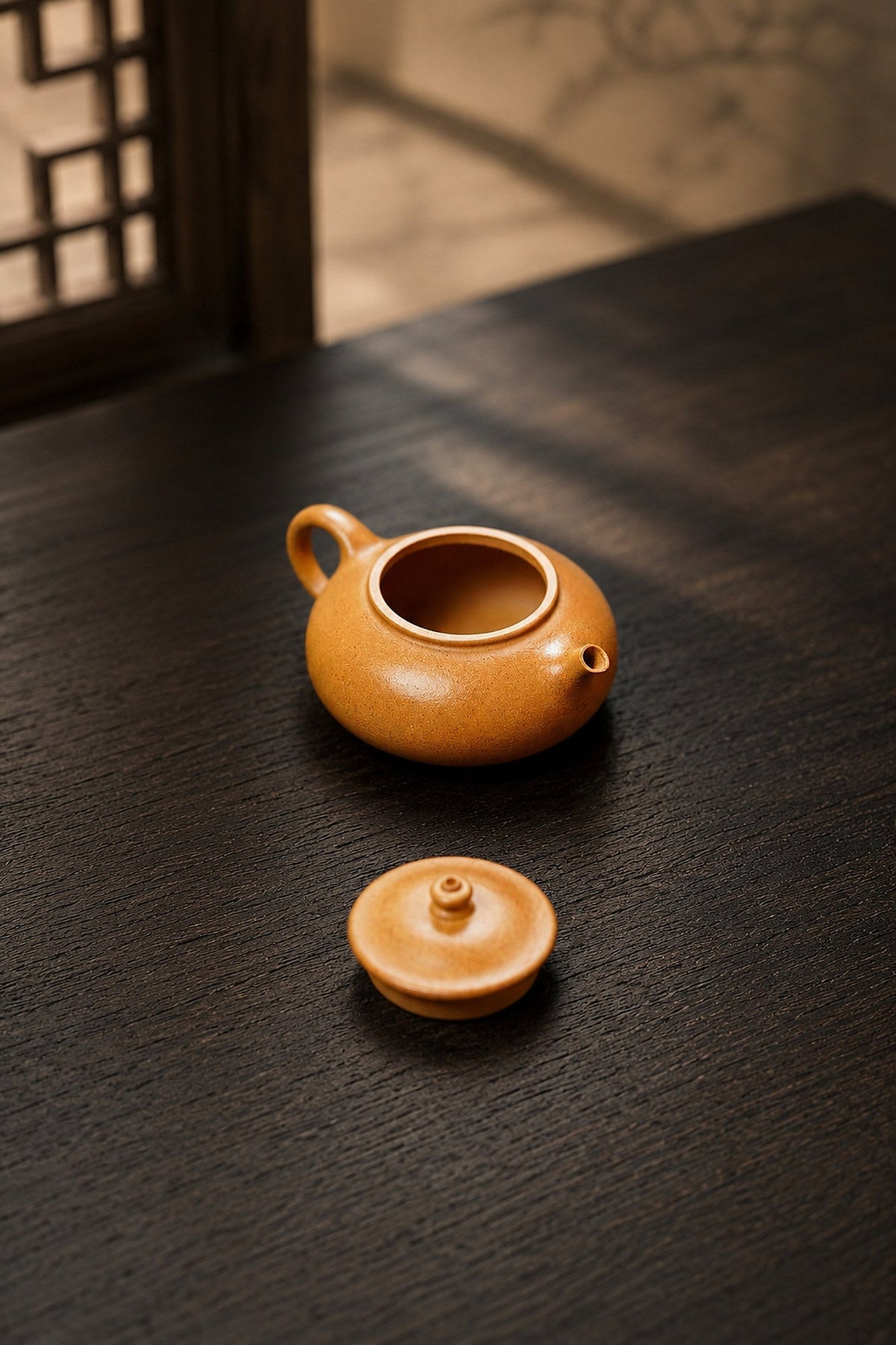 Handmade Han Jiang Yixing Zisha Teapot – Golden Duanni Clay, 60ml
