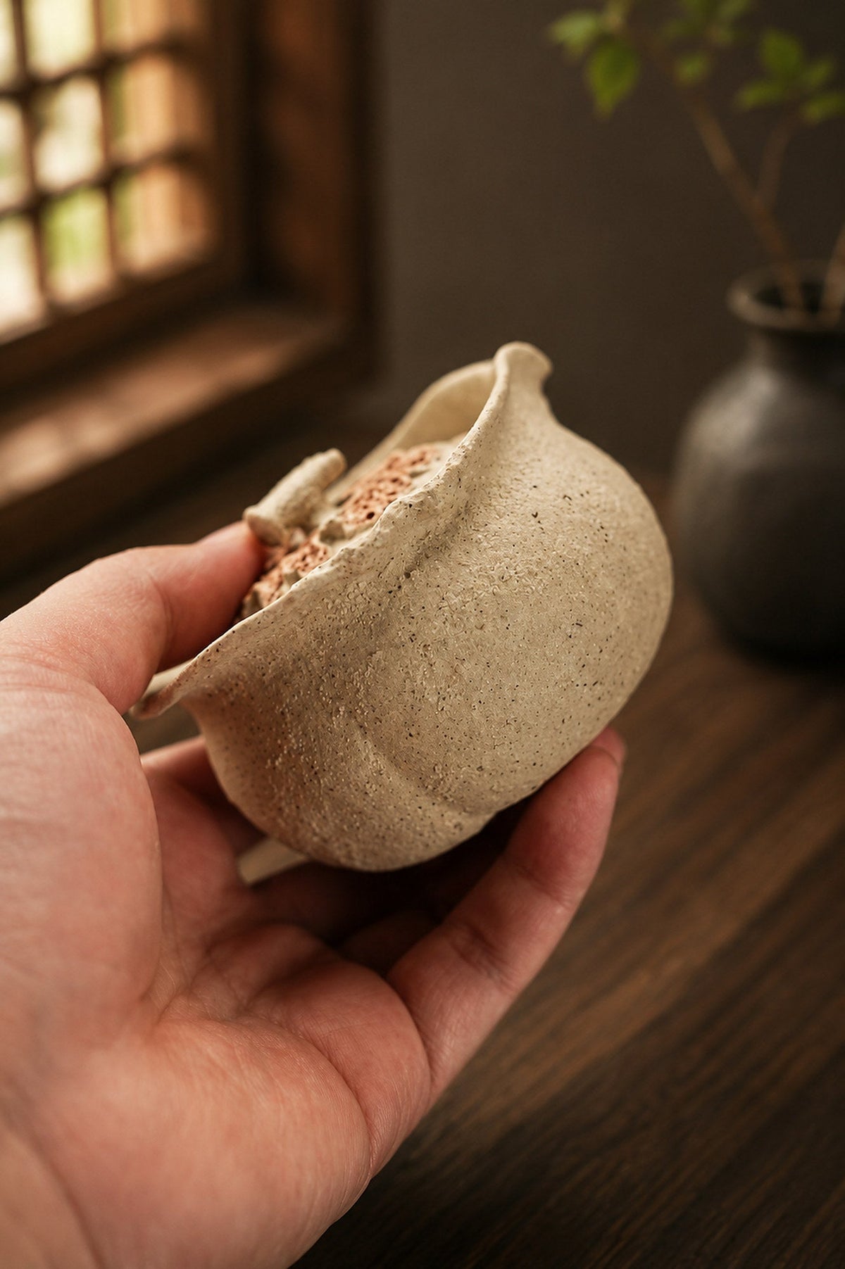 Handmade Hand-Grip Form Yixing Zisha Teapot – Baiyu Duanni Clay, 180ml