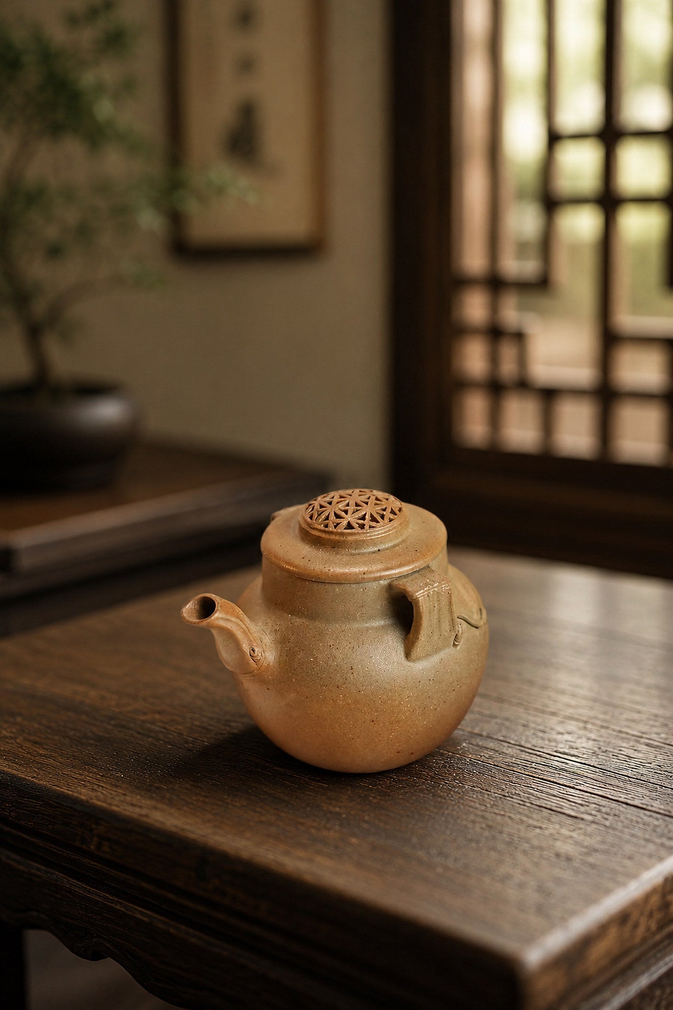 Hand-Grip Form Yixing Zisha Teapot – Golden Duanni Clay, 100ml