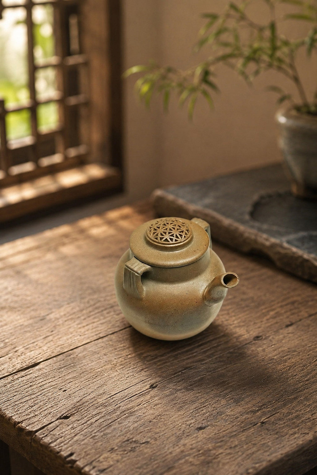 Hand-Grip Form Yixing Zisha Teapot – Golden Duanni Clay, 100ml