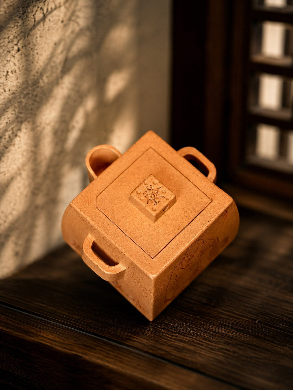 Hand-Grip Form Yixing Zisha Teapot – Golden Duanni Clay, 110ml