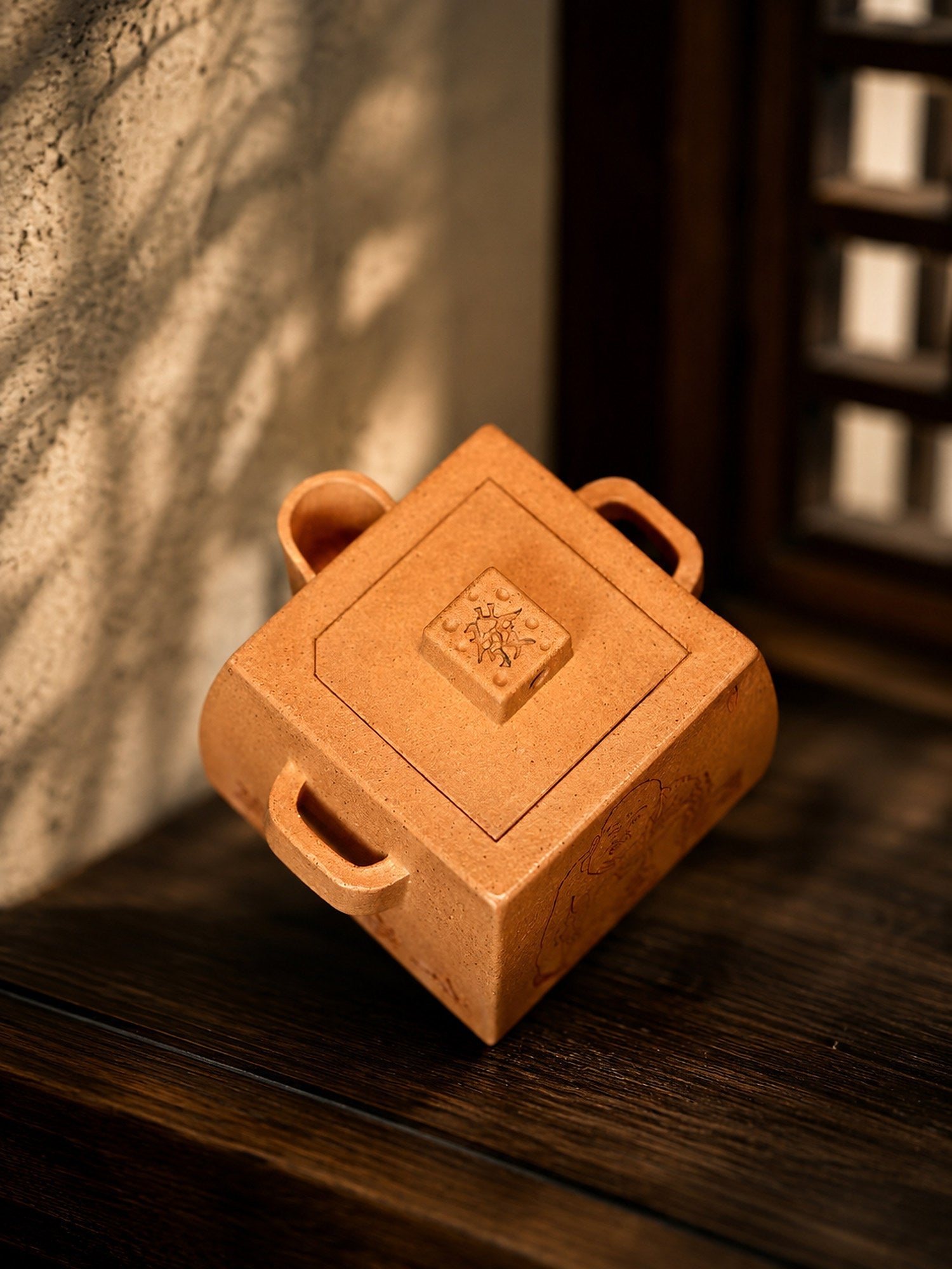 Hand-Grip Form Yixing Zisha Teapot – Golden Duanni Clay, 110ml