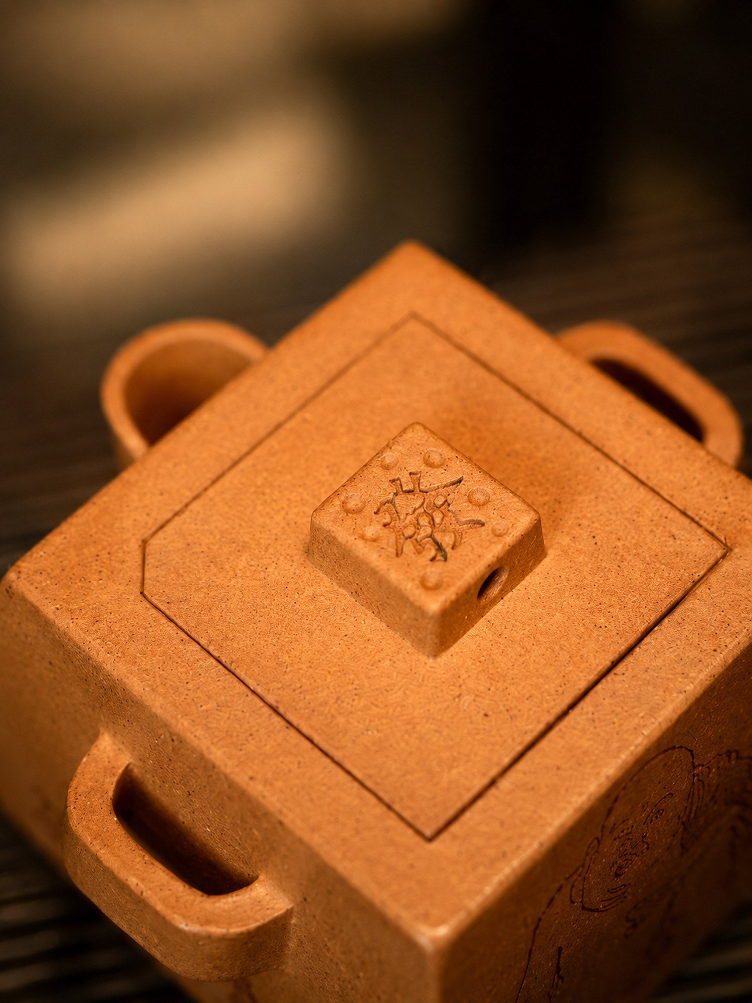 Hand-Grip Form Yixing Zisha Teapot – Golden Duanni Clay, 110ml