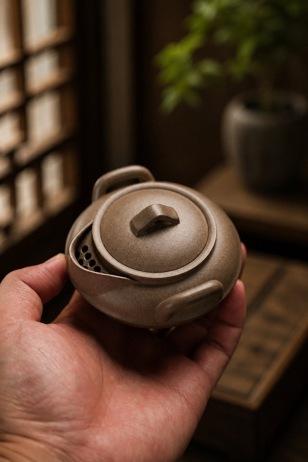 Handmade Hand-Grip Form Yixing Zisha Teapot – Songhua Duanni Clay, 140ml