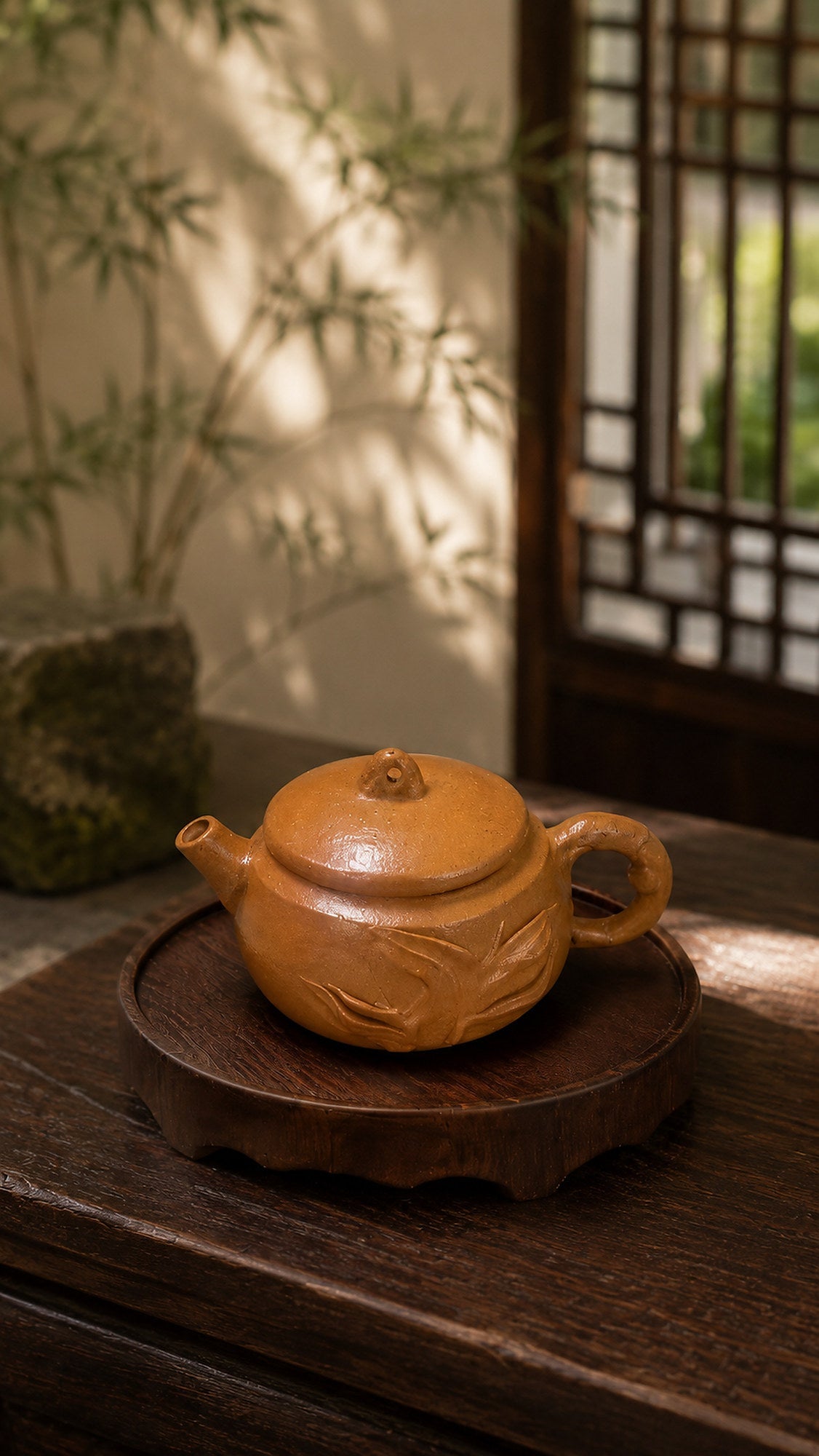 Hanwa Yixing Zisha Teapot – Golden Duanni Clay, 40ml – No. 009