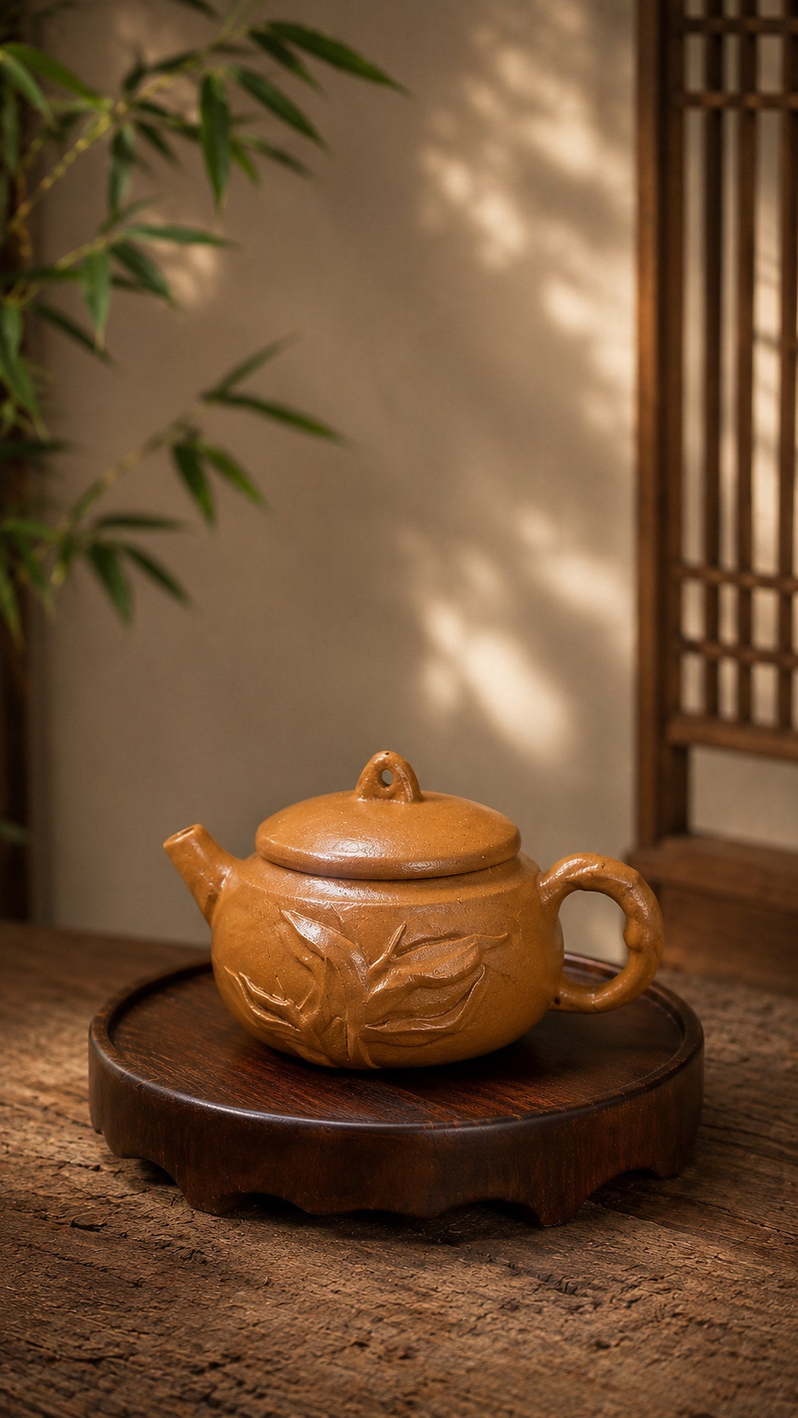 Hanwa Yixing Zisha Teapot – Golden Duanni Clay, 40ml – No. 009