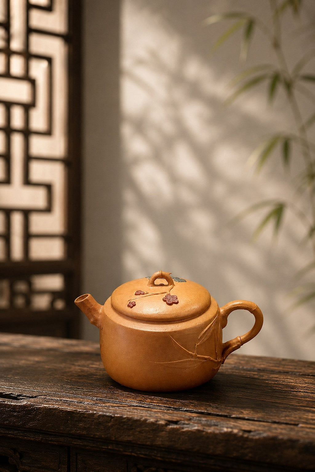Hanwa Yixing Zisha Teapot – Golden Duanni Clay, 40ml – No. 015