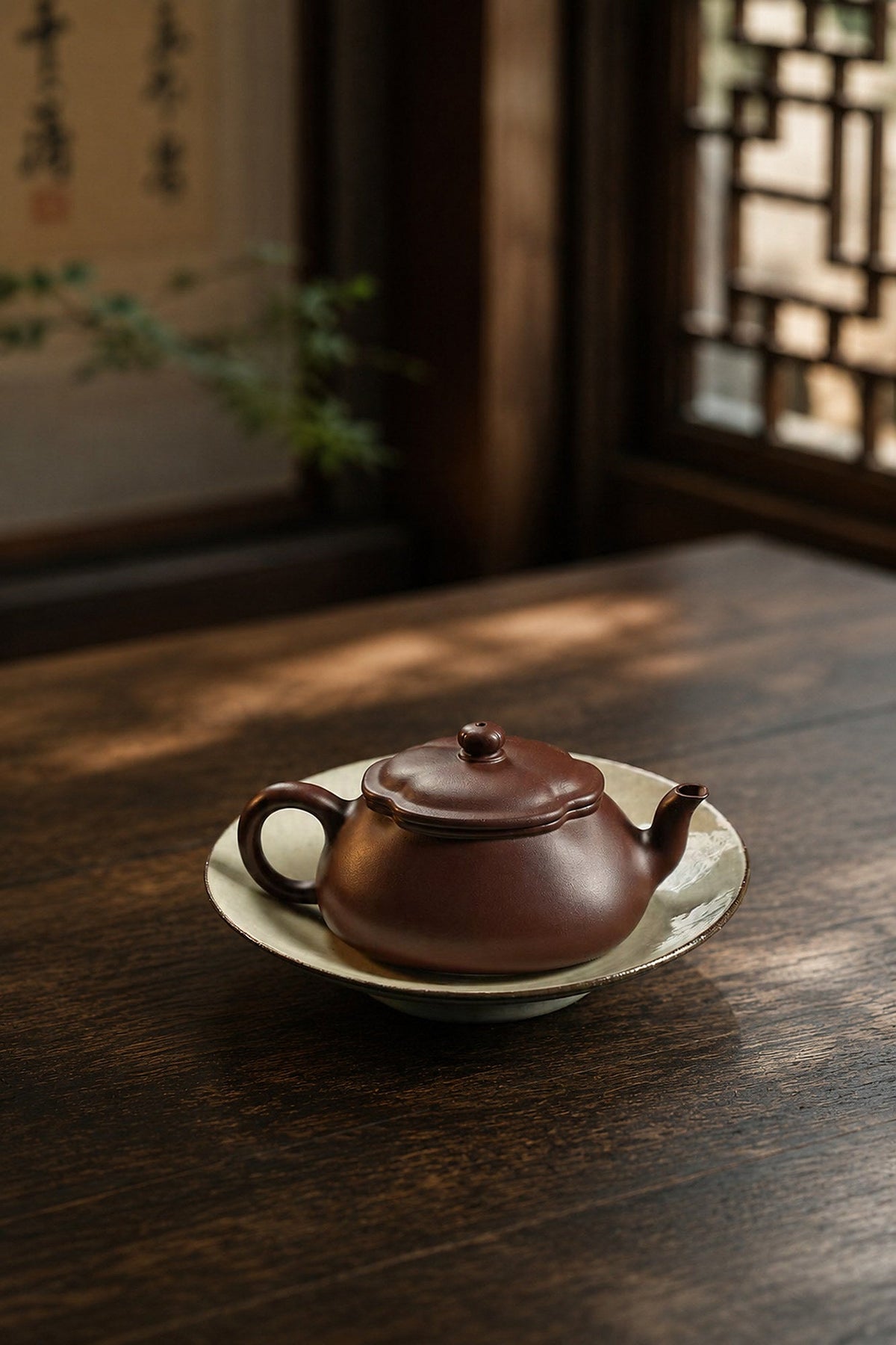 Handmade Hai Tang Yixing Zisha Teapot – Aged Zini Clay, 130ml
